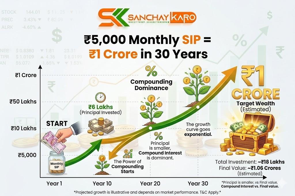 5000 Monthly SIP = 1 Crore in 30 Years
